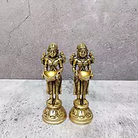Brass Deep Lakshmi / Deep Lady - 5.5 inch Height | Ornate Brass Deep Lakshmi for Festive Illumination