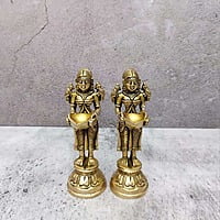 Brass Deep Lakshmi / Deep Lady - 5.5 inch Height | Ornate Brass Deep Lakshmi for Festive Illumination