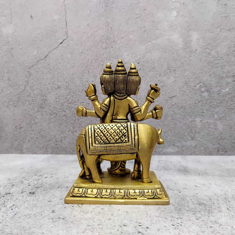 Brass Lord Dattatreya Idol - 5 inch Height | Sacred Brass Idol of Lord Dattatreya for Spiritual Grace