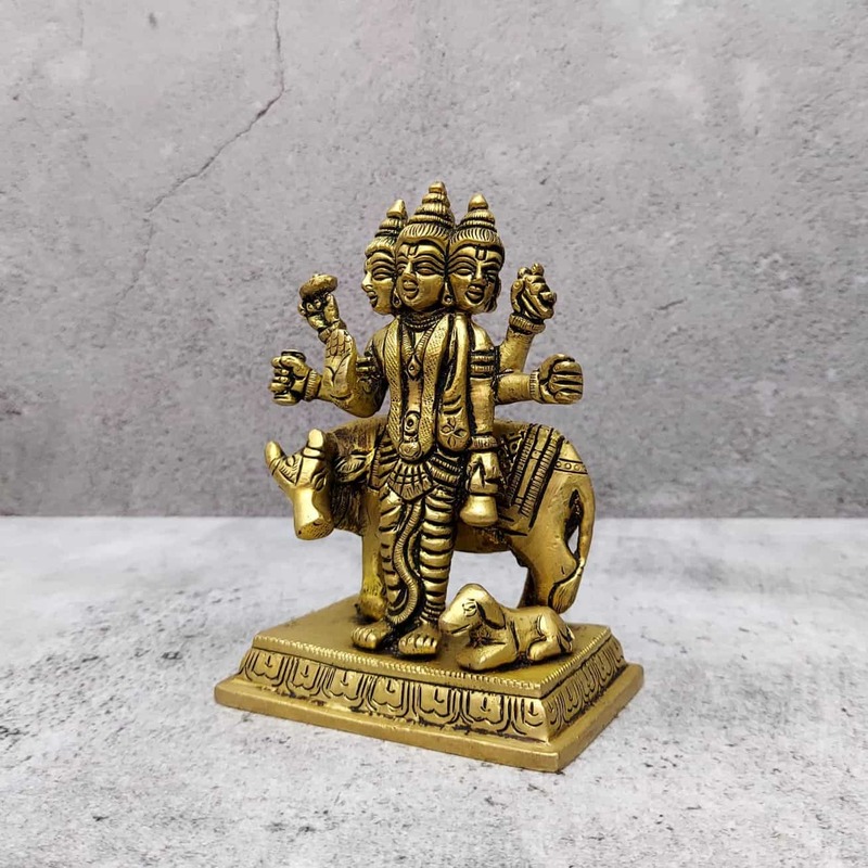 Brass Lord Dattatreya Idol - 5 inch Height | Sacred Brass Idol of Lord Dattatreya for Spiritual Grace