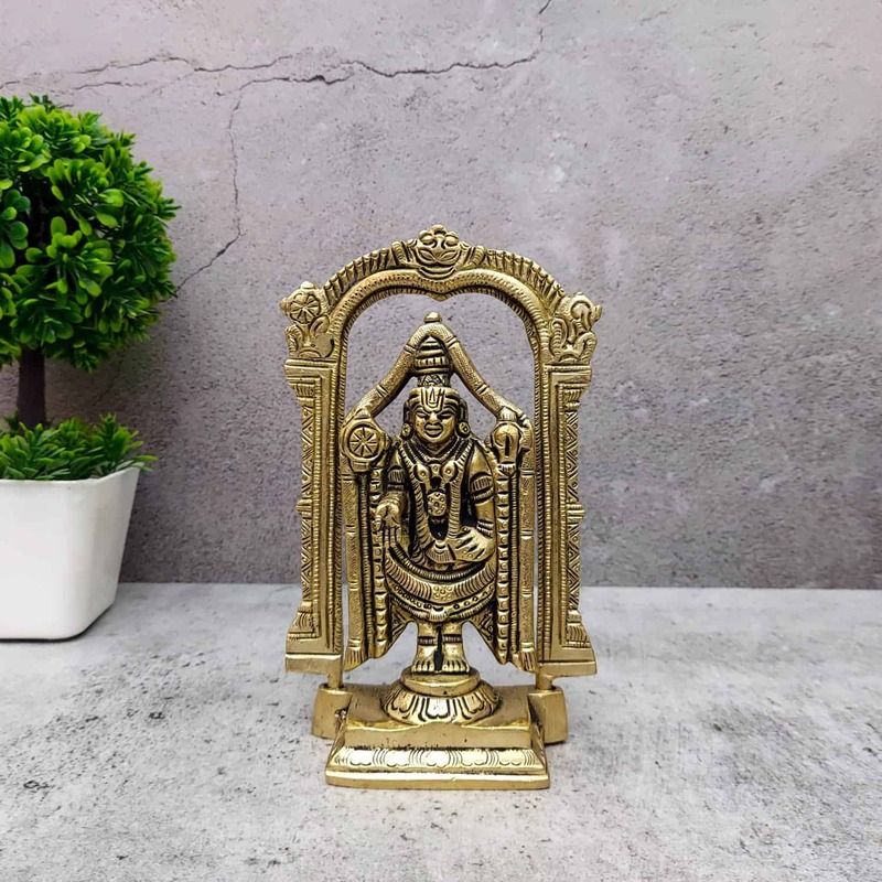 Brass Tirupati Balaji / Venkateshwara Idol - 6.5 inch Height | Brass Idol of Tirupati Balaji/Venkateshwara for Divine Worship