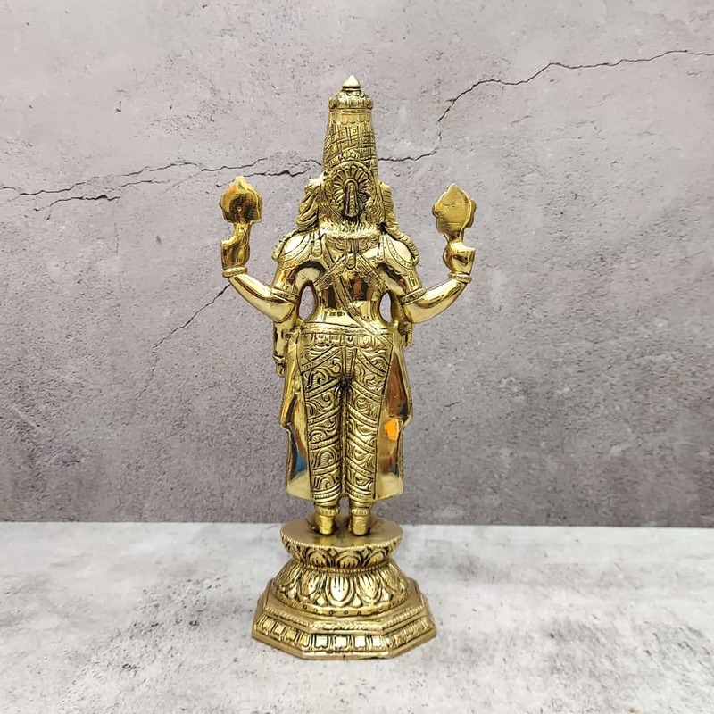 Brass Tirupati Balaji / Venkateshwara - 11 inch Height | Majestic Brass Statue of Tirupati Balaji/Venkateshwara for Sacred Decor