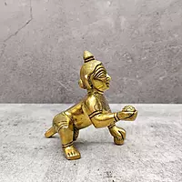 Brass Laddu Gopal / Bala Gopal - 4 inch Height | Miniature Brass Laddu Gopal/Bala Gopal for Spiritual Decor