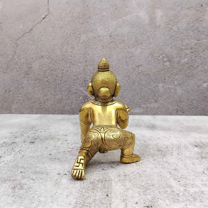 Brass Laddu Gopal / Bala Gopal - 4 inch Height | Miniature Brass Laddu Gopal/Bala Gopal for Spiritual Decor