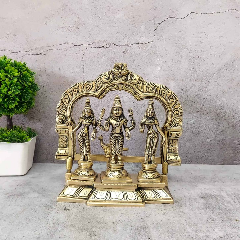 Brass Kartikeya / Murugan / Subramanya - 8.5 inch Height | Graceful Brass Idol of Kartikeya/Murugan/Subramanya for Divine Blessings