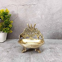 Brass Shank Chakra Nama Deepam - 5.5 inch Height | Sacred Brass Deepam with Shankh and Chakra Design for Auspicious Lighting