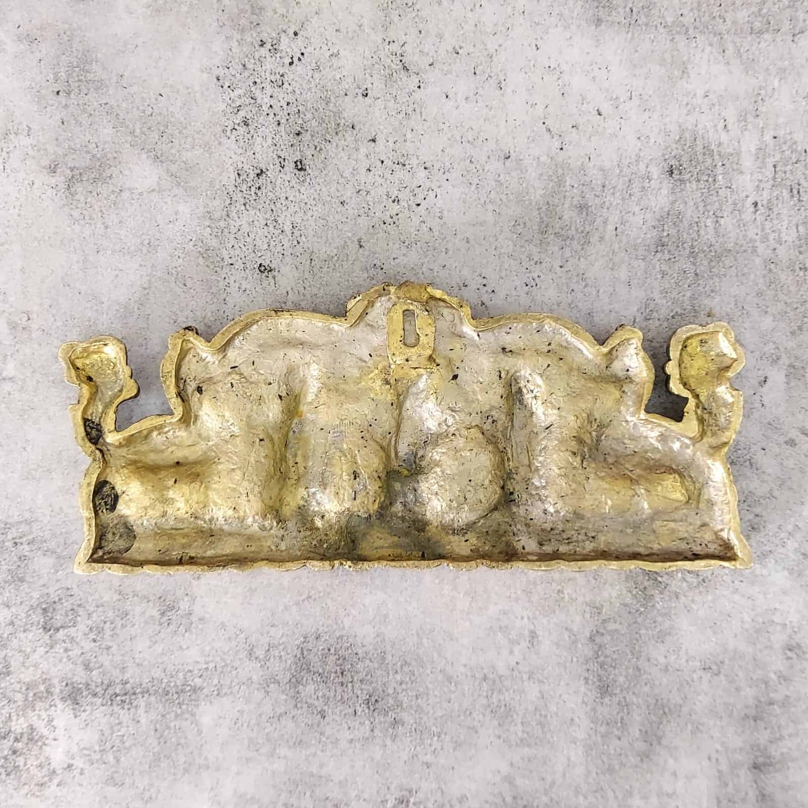 Brass Lakshmi Saraswati Ganesh Wall Hanging Plate - 13 inch Length | Auspicious Brass Wall Plate with Lakshmi, Saraswati, and Ganesh