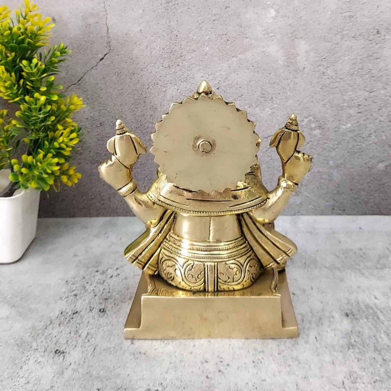 Brass Asta Ganesh Idol - 7.5 inch Height | Brass Idol of Asta Ganesh for Prosperity and Good Fortune