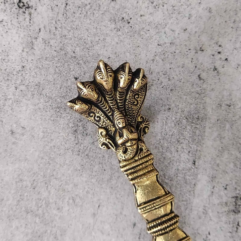 Brass Pancharti Spoon - 9 inch Length | Traditional Brass Pancharti Spoon for Sacred Rituals