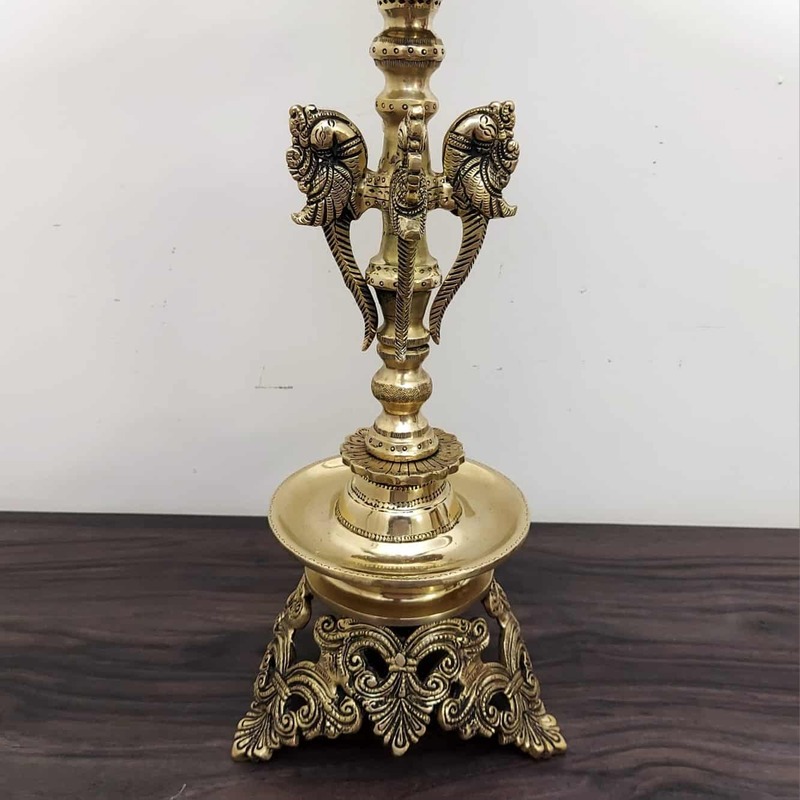 Brass Krishna Lamp - 28 inch Height | Exquisite Brass Lamp with Krishna Design for Divine Illumination