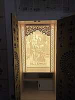 3D Corian Radha Krishna Puja Mandir With Corian Pillar & HDHMR Jali Door