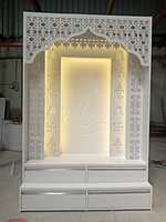 3D Corian Ganesh Ji Puja Mandir With WPC Pillar & Drawer 3D Corian Ganesh Ji Puja Mandir With WPC Pillar & Drawer