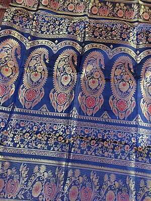 Carbon blue (Blue -Black dual tone)2000 buta Katan silk Swarnachari Carbon blue (Blue -Black dual tone)2000 buta Katan silk Swarnachari
