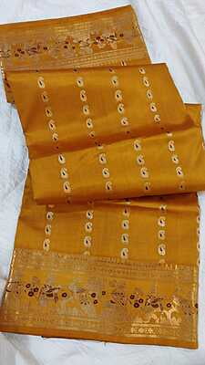 Golden yellow 2000 buta pure Mulberry silk Swarnachari saree Golden yellow 2000 buta pure Mulberry silk Swarnachari saree