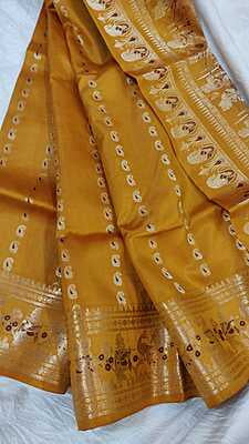 Golden yellow 2000 buta pure Mulberry silk Swarnachari saree Golden yellow 2000 buta pure Mulberry silk Swarnachari saree
