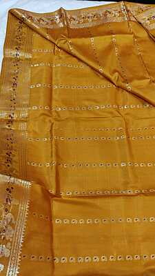 Golden yellow 2000 buta pure Mulberry silk Swarnachari saree Golden yellow 2000 buta pure Mulberry silk Swarnachari saree