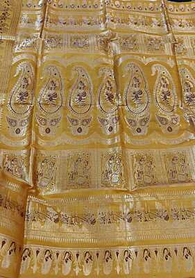 Golden yellow 2000 buta pure Mulberry silk Swarnachari saree Golden yellow 2000 buta pure Mulberry silk Swarnachari saree