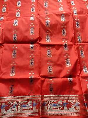 Red figure motiif pure katan silk Swarnachari