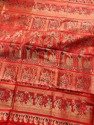 Red figure motiif pure katan silk Swarnachari
