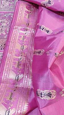 Light pink Figure motif pure katan silk(mulberry silk) Swarnachari saree