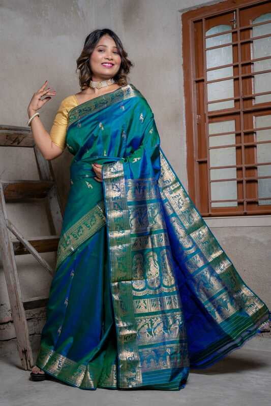Blue Green Dual tone Heeran Swarnachari