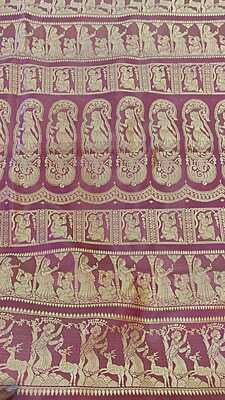Onion pink color mulberry silk Baluchari saree Onion pink color mulberry silk Baluchari saree