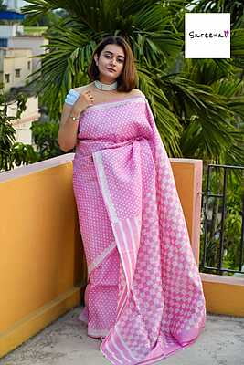 Rose Polka hand blocked and hand dyed on pure mulberry silk