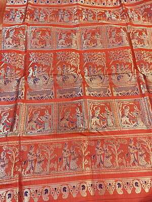 Orange color pure katan all over work swarnachari