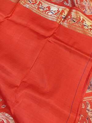 Orange color pure katan all over work swarnachari