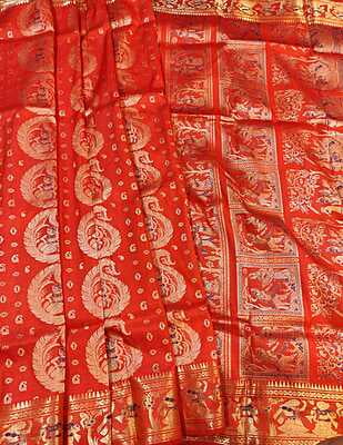 Orange color pure katan all over work swarnachari