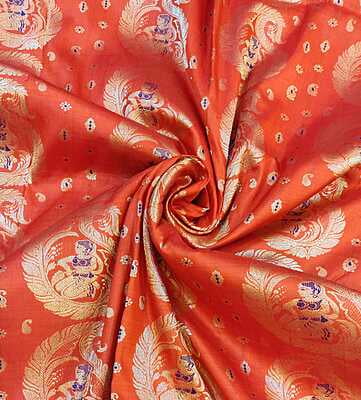 Orange color pure katan all over work swarnachari