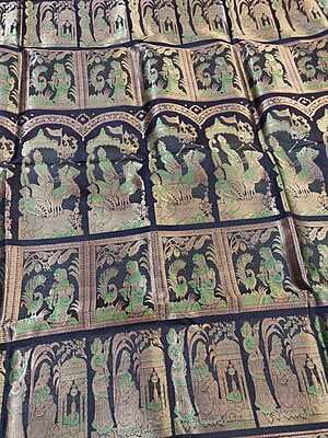 Black 2000 buta figur motif on the border and pallu pure Mulberry silk Swarnachari saree