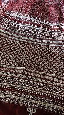 Dark Maroon hand kantha stitch on pure mulberry silk