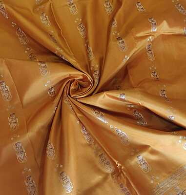 mustard Light yellow color figure motif pure mulberry silk swarnachari