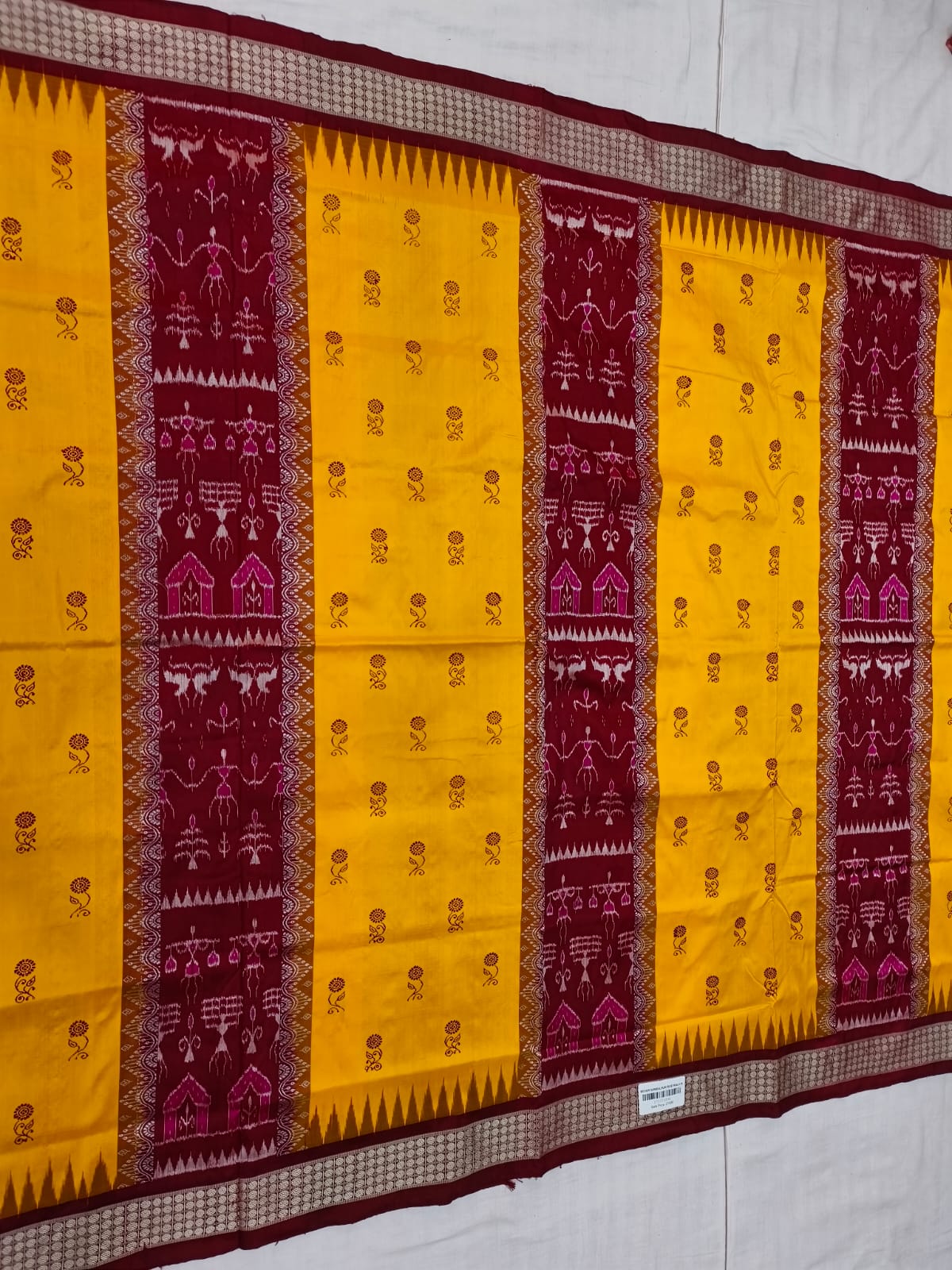 YELLOW PERE PERE BOMKAI SILK SAREE