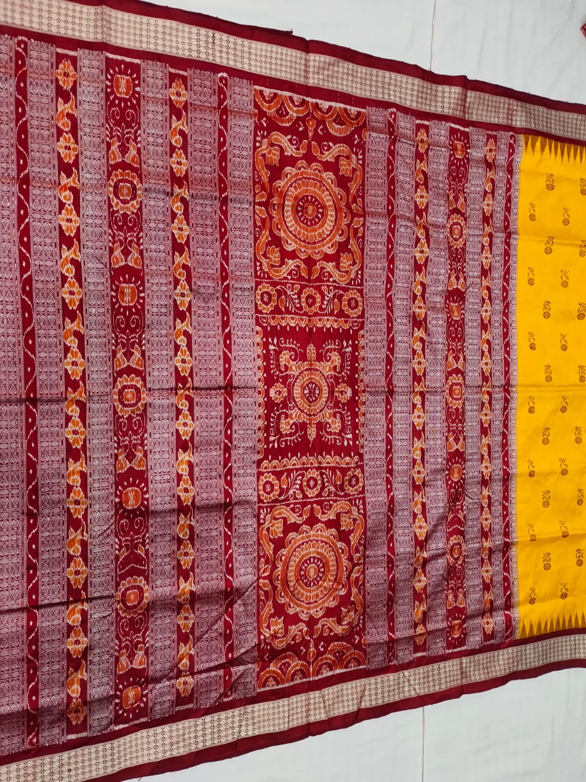 YELLOW PERE PERE BOMKAI SILK SAREE