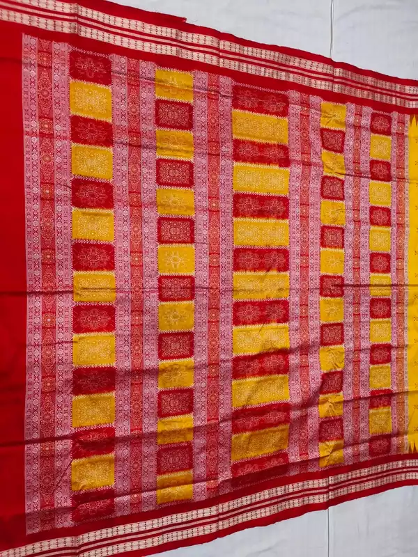 YELLOW TBLUE BOMKAI SILK SAREE