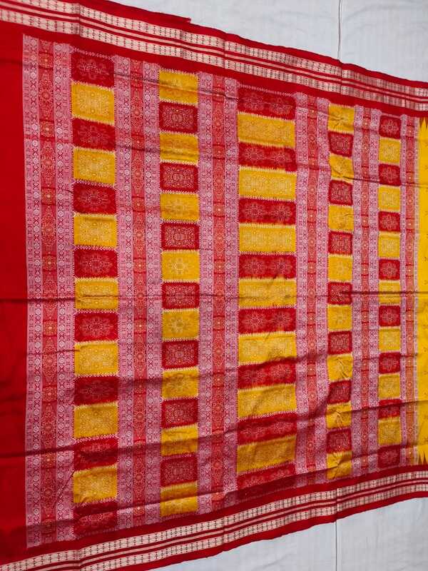 YELLOW TBLUE BOMKAI SILK SAREE