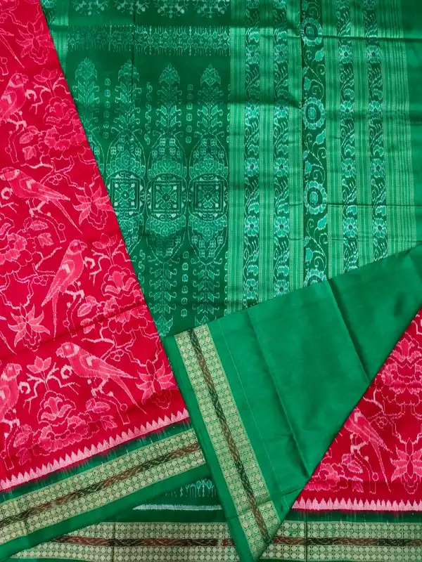 RED PARROT BANDHA SILK SAREE