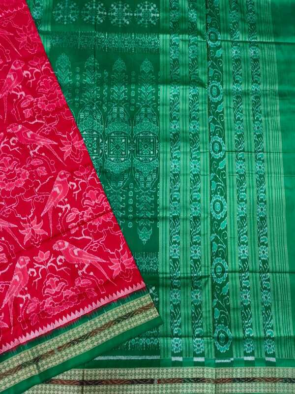 RED PARROT BANDHA SILK SAREE