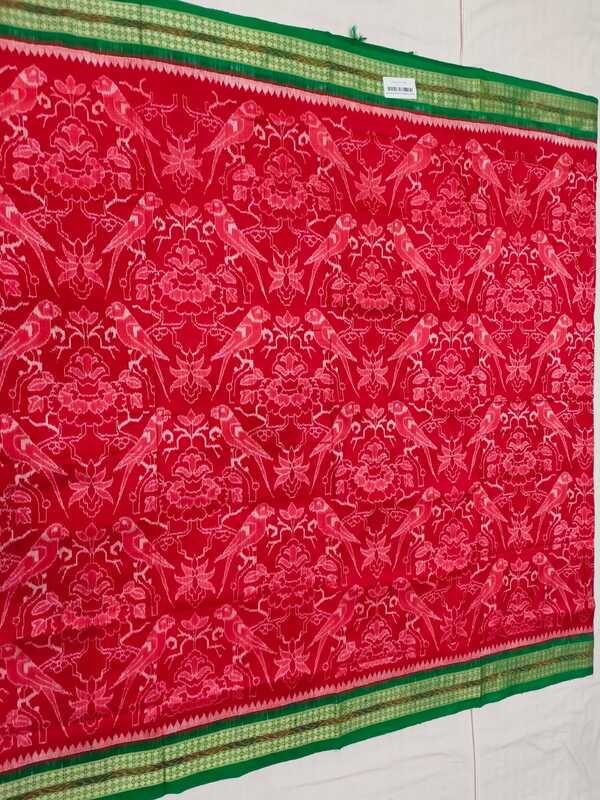 RED PARROT BANDHA SILK SAREE