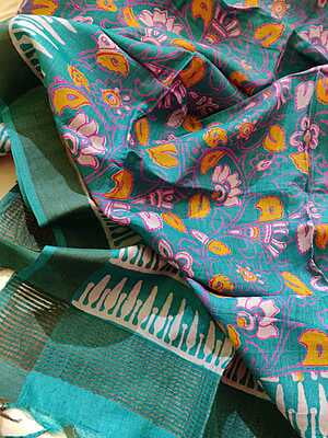 Rama green tassar duptta