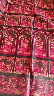 Black and Rani pink Figure motif pure katan silk Baluchari saree