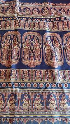 Ink blue color figure motif swarnachari saree on pure Mulberry silk with Maroon meena