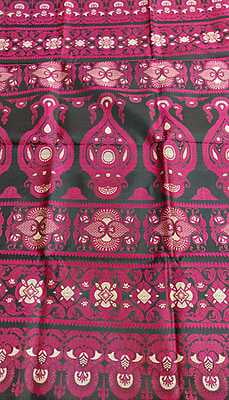Black Baluchari with rani pink, white and red meena on pure mulberry silk