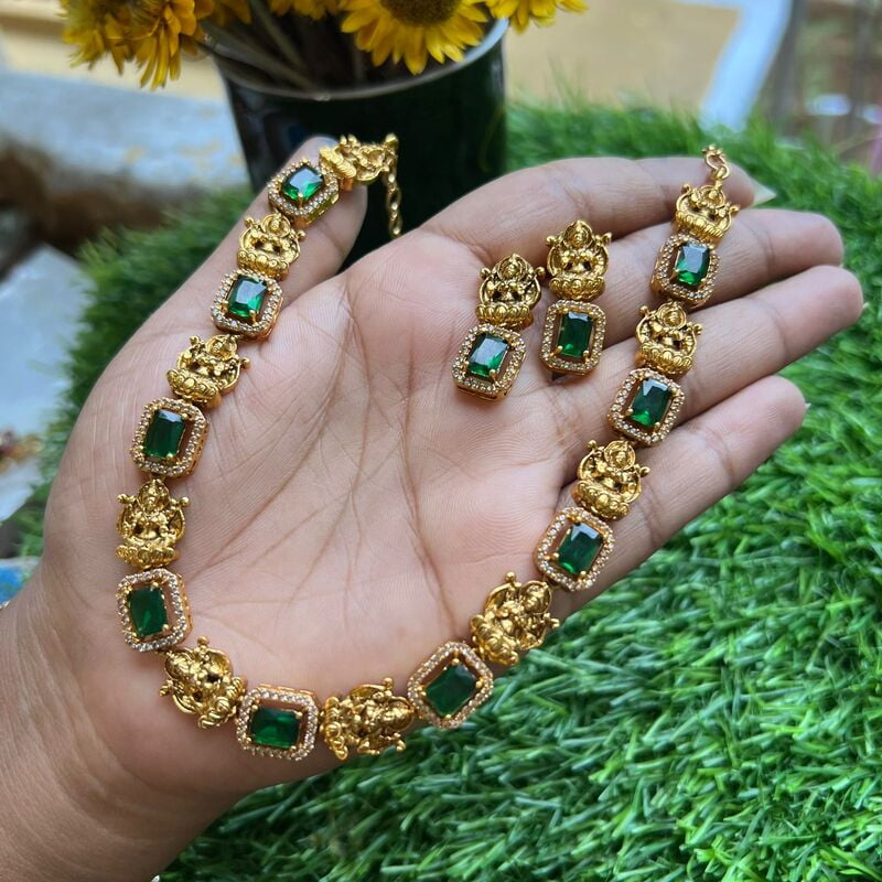 Antique Lakshmi with Stone Neckpiece