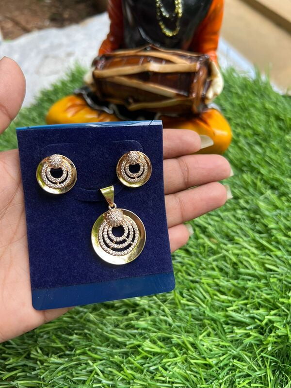 Diamond Gold-Plated Pendant Set