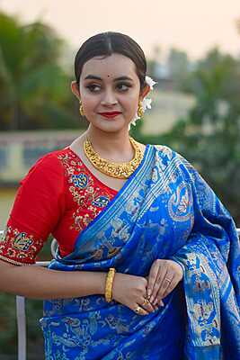 All over work Swarnachari saree Sky blue color pure Mulberry silk