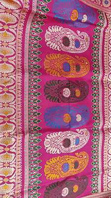 Rani pink multiple meena work Baluchari saree Rani pink multiple meena work Baluchari saree