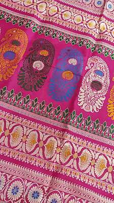 Rani pink multiple meena work Baluchari saree Rani pink multiple meena work Baluchari saree
